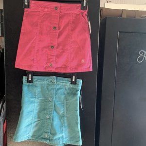 GIRLS - 2 sz 5/6 TOUGHSKINS velour skirts, maroon, green velvet adjustable waist